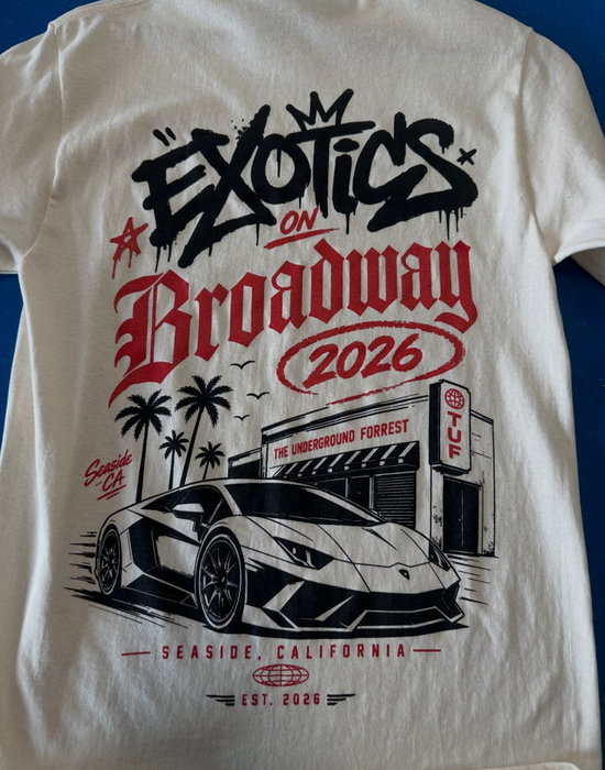Design dump from some of the cool shirts we printed for car week 2026